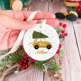Christmas Ornament with name Cute Personalised Christmas and New Year Ceramic Ornament with cute car Christmas decoration Family Friend