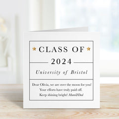 Class Of 2024 Card With University And Your Text Congratulations On Your Graduation Gift Card For Her Him Well Done Proud Of You Celebration
