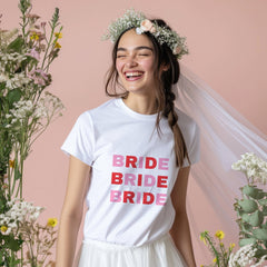 Colourful Bride and team T-shirt, Bridesmaid, Maid of Honour, Mother of Bride, Groom, Hen Bachelorette Party Top