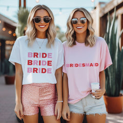 Colourful Bride and team T-shirt, Bridesmaid, Maid of Honour, Mother of Bride, Groom, Hen Bachelorette Party Top