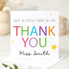 Colourful Thank You Card for Teacher Nurse Doctor Friend Colleague Rainbow Text Mini Appreciation Card for Her or Him