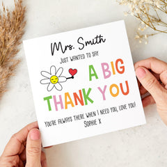 Colourful Thank You Teacher Card – Big Thank You Message – Nursery, Reception or Primary End of Term or Teacher’s Day Gift Card from Child