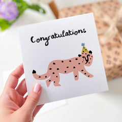 Congratulations Gift Card With Cute Puma For Her Him Friends Funny Puma Congratsâ Card Greeting Card Pink Panter Happy Birthday Gift Card