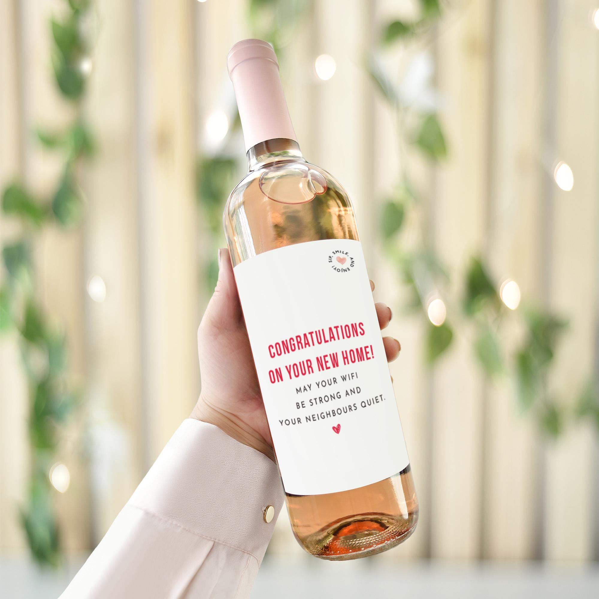 Congratulations on Your New Home Wine Label Sticker Funny Housewarming Gift for Friend Family Prosecco Bottle Sticker New Homeowner Present