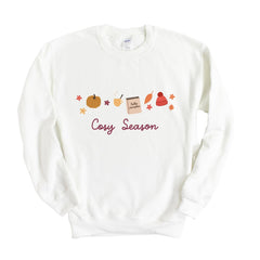 Cosy Season Autumn Sweatshirt Cute Jumper with Pumpkin & Leaves Autumn Gift for Her