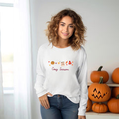 Cosy Season Autumn Sweatshirt Cute Jumper with Pumpkin & Leaves Autumn Gift for Her