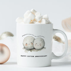 Cotton Anniversary Mug Gift for Couple Second Anniversary Wrapped in Love Two Year 2nd Wedding Keepsake Funny Cute Coffee Cup for Him or Her