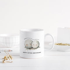 Cotton Anniversary Mug Gift for Couple Second Anniversary Wrapped in Love Two Year 2nd Wedding Keepsake Funny Cute Coffee Cup for Him or Her