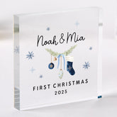 Couple’s First Christmas Acrylic Block – Personalised Romantic Keepsake Gift for Her or Him