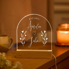 Couples LED Light Anniversary Gift for Husband Wife Fiancé Wedding Date Custom Romantic Bedroom Decor