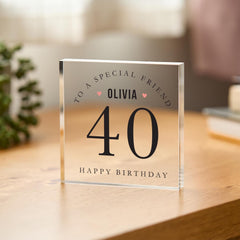 Custom Birthday Gift for friend Her or Him Acrylic Name Keepsake Milestone Age Display to a Special Friend or Loved One 30th 40th 50th 60th