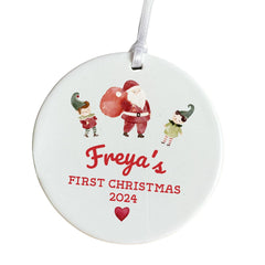 Custom Ceramic Christmas Keepsake Ornament for Baby's 1st Christmas Gift Daughter Son Grandparents Nephew Niece Holiday Ornament