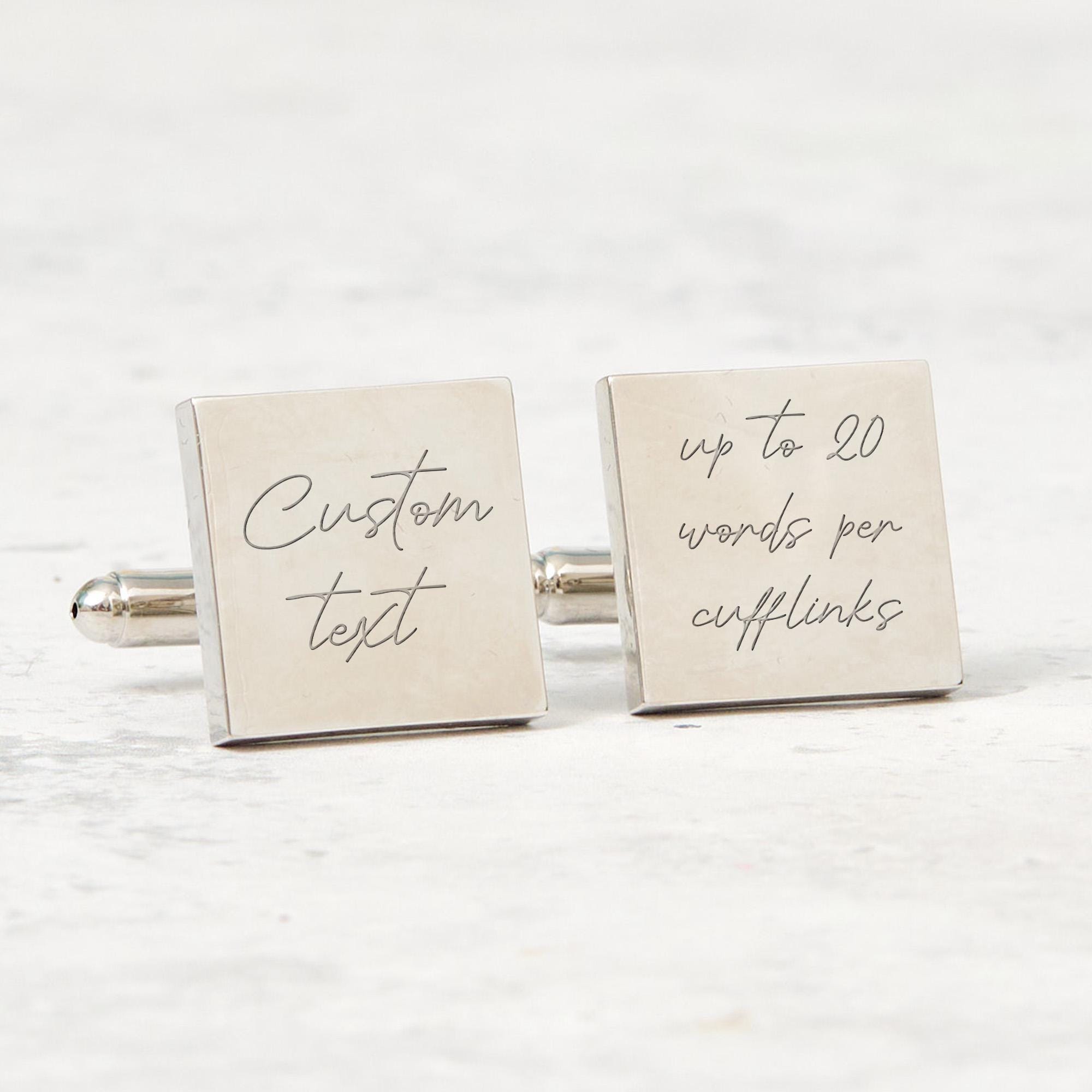 Custom Text Engraved Cufflinks Personalised Gift for Him Dad Husband Boyfriend Grandpa Wedding Father’s Day Birthday Christmas Anniversary