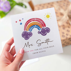 Cute Card For Teacher Thank You Card Rainbow Personalised Card End Of Year School Preschool Nursery Primary Teacher Appreciation Gift Card