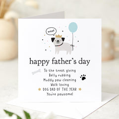 Cute Dog Dad Father's Day Card From the Dog Card for Pet Lover Fun Treat Giving Muddy Paw Cleaning Walk Loving Dog Owner Gift Card