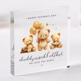 Daddy Acrylic Plaque Happy Father's Day Gift from Kids Personalised Name Keepsake Cute Teddy Bear Decoration for Him