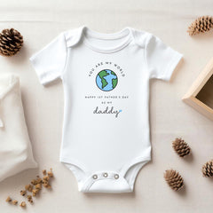 Daddy Baby Bodysuit or Bib First Father's Day Baby boy Baby Girl Outfit You Are My World Cute Gift for New Dad Special Keepsake for Him