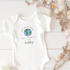 Daddy Baby Bodysuit or Bib First Father's Day Baby boy Baby Girl Outfit You Are My World Cute Gift for New Dad Special Keepsake for Him