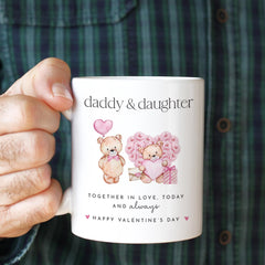 Daddy & Daughter Valentine's Mug Coaster Cute Bear Together in Love Today Gift for New Dad