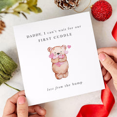 Daddy to Be First Father’s Day Card From Baby Girl Custom Name Sweet Bear Keepsake from the Bump Perfect for Expectant New Dads