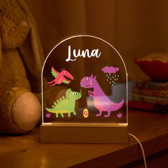 Dinosaur Night Light Custom Name LED Lamp Kids Room Decor Dino Theme Nursery Gift for Boys & Girls Birthday