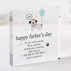 Dog Dad Father's Day Gift Cute Acrylic Plaque with Cartoon Dog Fun Pet Lover Keepsake for Him from the Dog Owner Present Crazy Dogdad