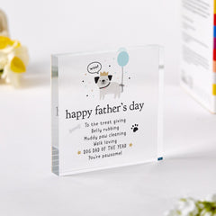 Dog Dad Father's Day Gift Cute Acrylic Plaque with Cartoon Dog Fun Pet Lover Keepsake for Him from the Dog Owner Present Crazy Dogdad