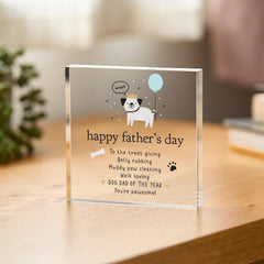 Dog Dad Father's Day Gift Cute Acrylic Plaque with Cartoon Dog Fun Pet Lover Keepsake for Him from the Dog Owner Present Crazy Dogdad