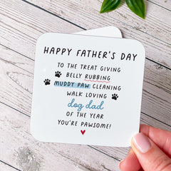 Dog Dad Mug & Coaster Father's Day Gift Set Pawsome Dog Dad of the Year Thank You For All Treats Dog Owner First Fathers Day Keepsake