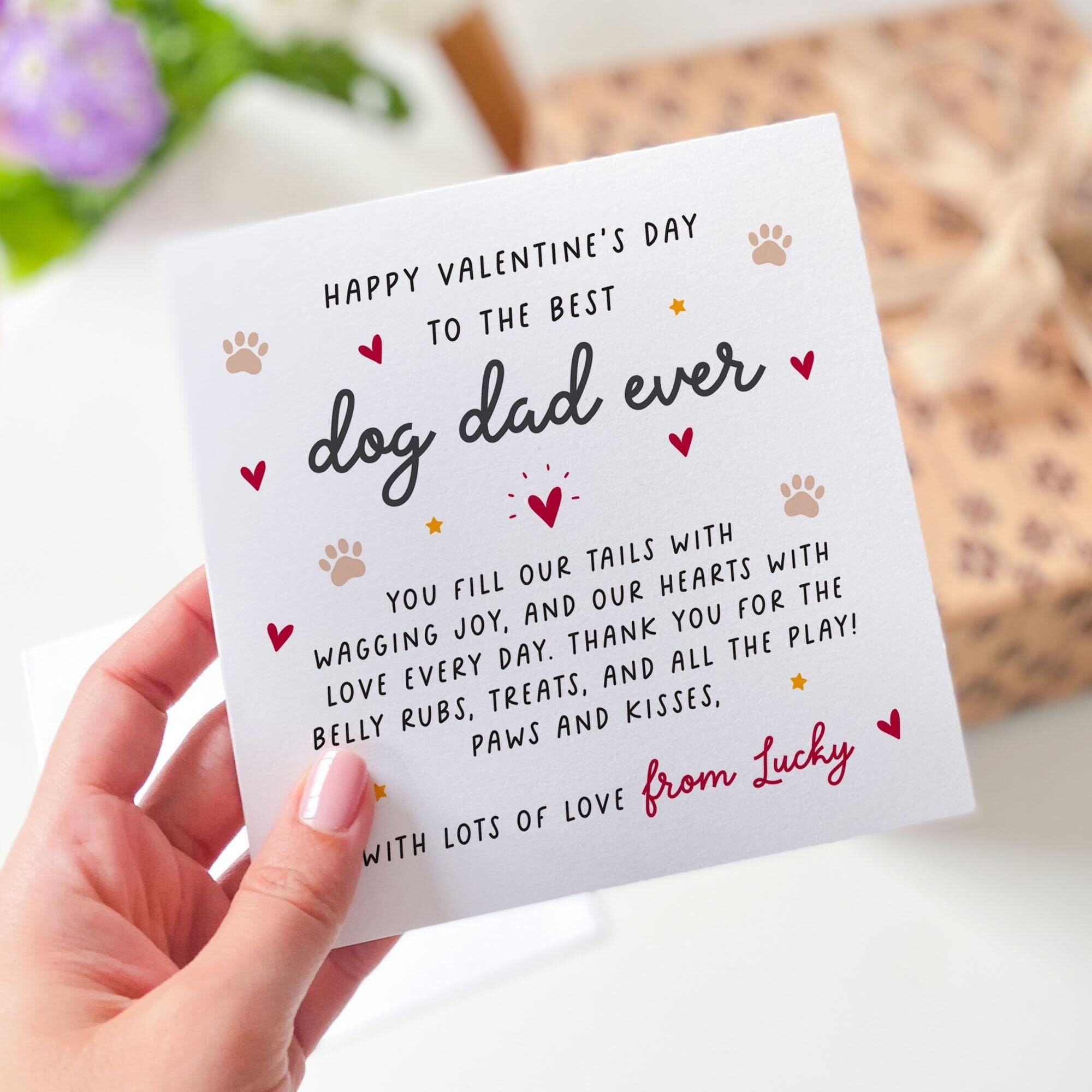 Dog Dad Valentine's Day Card from Dog Best Dog Dad Ever Card for Pet Lover Puppy Paw Print Card from Pet to Dog Father Dog Owner Valentine