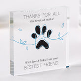 Dog Lover Appreciation Acrylic Plaque Cute Paw Print Design Thank You Gift for Pet Sitters Walkers or Special Dog Mum Dad Parents