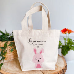 Easter Bag With Name Personalised Easter Gift For Boy Or Girl Pink Or Blue Bunny Egg Hunt Bags Baskets