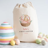 Easter Bunny Drawstring Bag with Name – Gift Sack for Son Daughter Grandchild Niece or Nephew