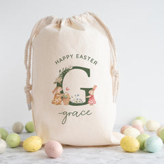 Easter Bunny Sack - Gift for Son, Daughter, Grandchild, Niece or Nephew – Custom Name Egg Hunt Bag