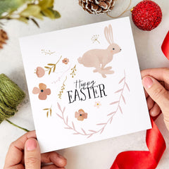 Easter Card Floral Bunny Card Spring Greeting Card Family Friend Happy Easter Keepsake Nephew Niece Son Daughter Grandson Granddaughter