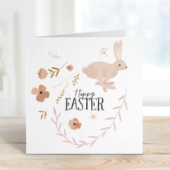 Easter Card Floral Bunny Card Spring Greeting Card Family Friend Happy Easter Keepsake Nephew Niece Son Daughter Grandson Granddaughter