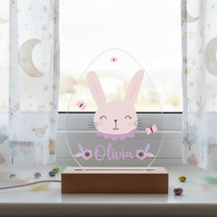 Easter Egg Bunny LED Night Light Gift with Name – Keepsake for Daughter, Niece, Granddaughter