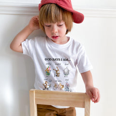 Easter Outfit for Girl or Boy – God Says I Am Christian Kids T Shirt with Religious Gift