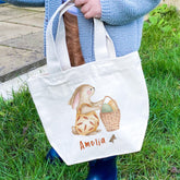 Easter Tote Bag Custom Bunny Eggs Gift for Nephew Niece Son Daughter Grandson Granddaughter First Easter