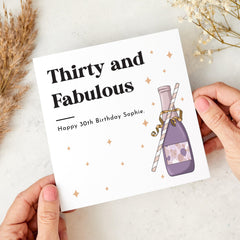 Elegant 30th Birthday Card – Thirty and Fabulous Keepsake – Stylish Milestone Card for Her – Custom Birthday Gift for Daughter Sister Friend
