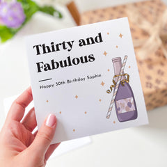 Elegant 30th Birthday Card – Thirty and Fabulous Keepsake – Stylish Milestone Card for Her – Custom Birthday Gift for Daughter Sister Friend