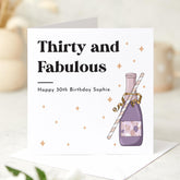 Elegant 30th Birthday Card – Thirty and Fabulous Keepsake – Stylish Milestone Card for Her – Custom Birthday Gift for Daughter Sister Friend