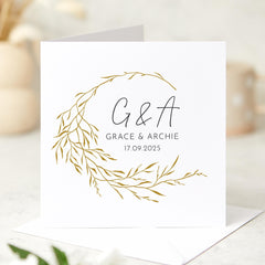 Elegant Wedding Anniversary or Engagement Card for Couples Personalised with Custom Date Name and Initials Minimalist Romantic Keepsake Gift
