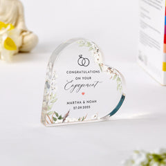 Engagement Gift for a Newly Engaged Couple Acrylic Heart Keepsake Romantic Present for Fiancés or Friends Wedding Gift Bridal Shower Bride