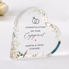 Engagement Gift for a Newly Engaged Couple Acrylic Heart Keepsake Romantic Present for Fiancés or Friends Wedding Gift Bridal Shower Bride