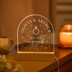 Engagement LED Gift Custom Couple Name Wedding Date Keepsake Bedroom Decor Romantic Home Gift