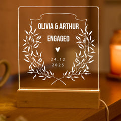 Engagement LED Night Light Custom Couple Gift for Fiancé Wedding Proposal Keepsake Romantic Home Decor