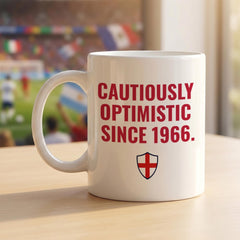 England Football World Cup 2026 Mug – Cautiously Optimistic Since 1966. Match Day Gift
