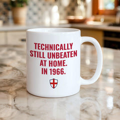 England Supporter Mug – Technically Still Unbeaten at Home, Funny Fan Gift