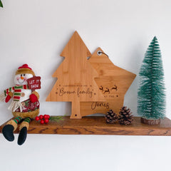 Engraved Bamboo Chopping Board For Christmas Gift For Couple Mum Nanny Host Christmas At The Last Name